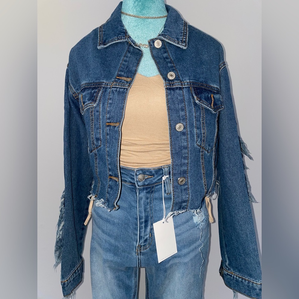 Blue Denim Fringe Jacket - Picture 6 of 10